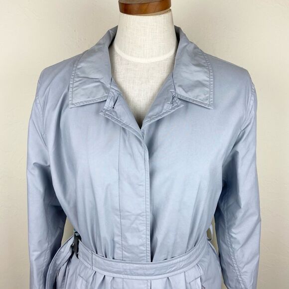 L.L. Bean Long Trench Waist-Tie Rain Jacket Overcoat - Light Gray - Picture 3 of 6